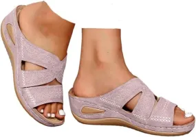 Lausiuoe Sandals Women Dressy Summer Flat Cute Casual Beach Shoes Fashion Orthotic Slides Comfy Slip On Orthopedic Slippers