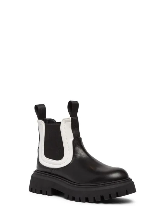 Marni Junior   Leather &amp; poly boots w/logo 