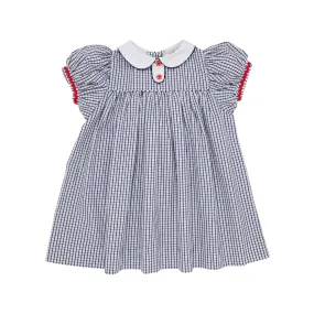 Mary Dal Dress - Nantucket Navy Windowpane with Richmond Red Ric Rac