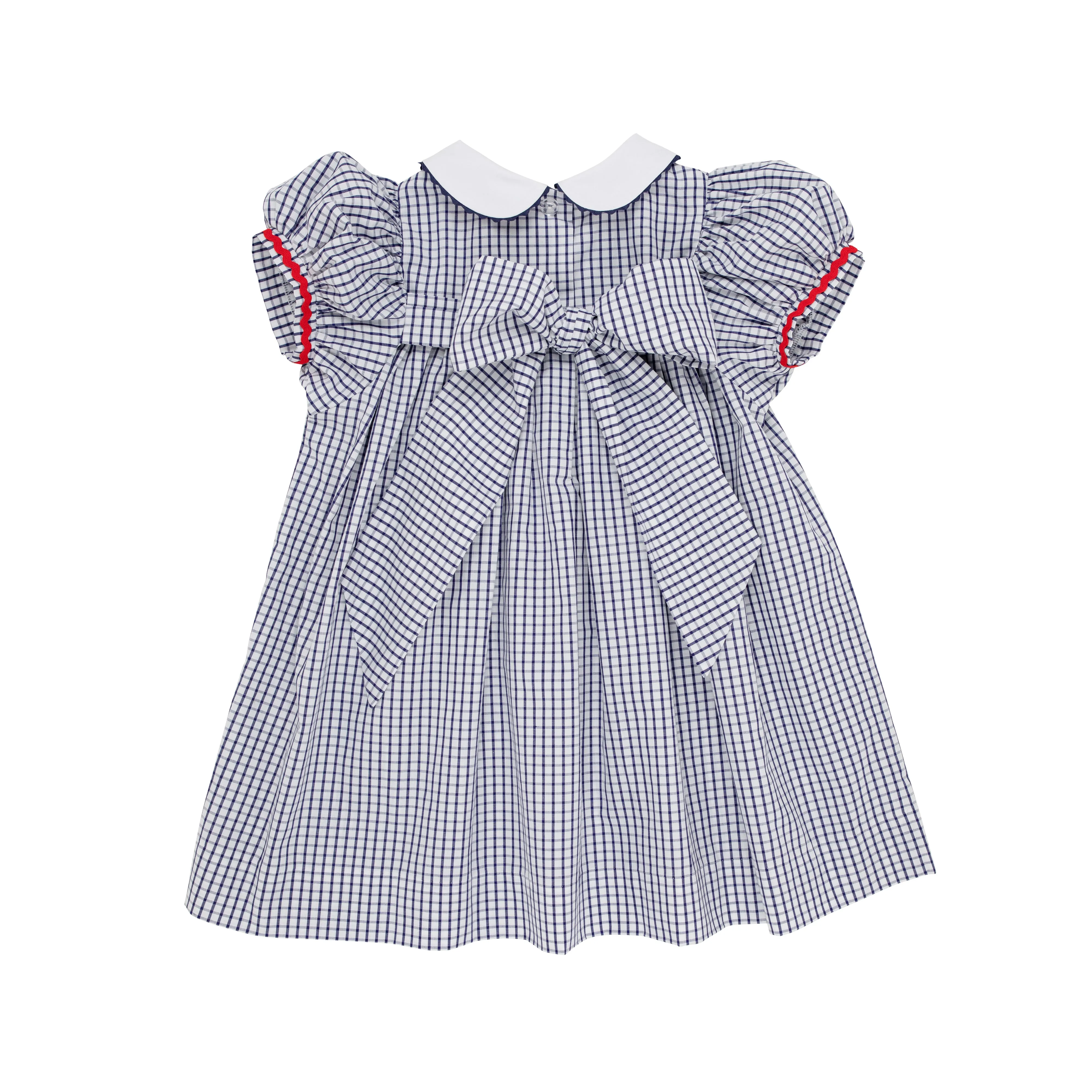 Mary Dal Dress - Nantucket Navy Windowpane with Richmond Red Ric Rac