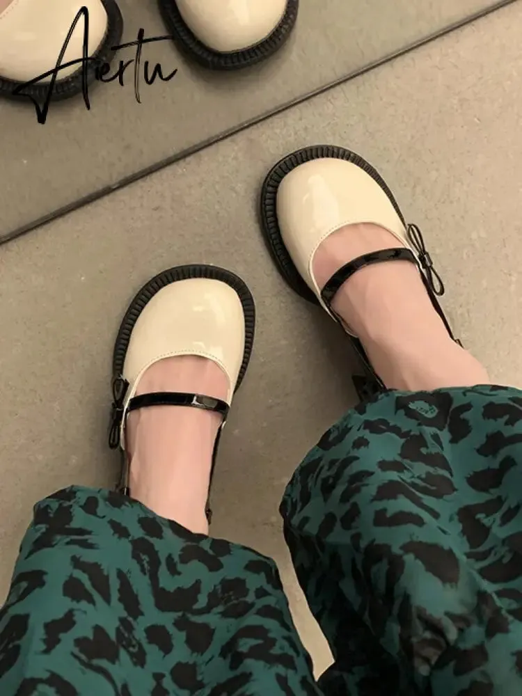 Mary Janes Platform Shoes Summer Buckle Bow Round Toe Sweet Casual Shoes Lolita Hollow Fairy Elegant Sandals Woman Shoes