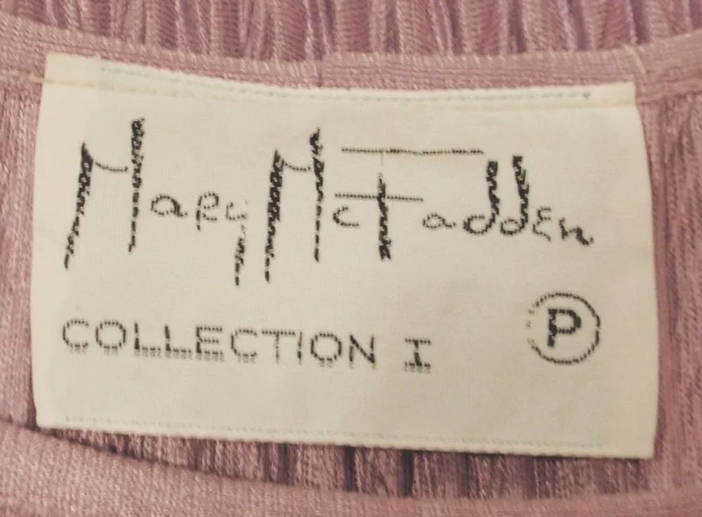 MARY MCFADDEN 1970s Mauve Pleated Gown,Rope Belt Size 10