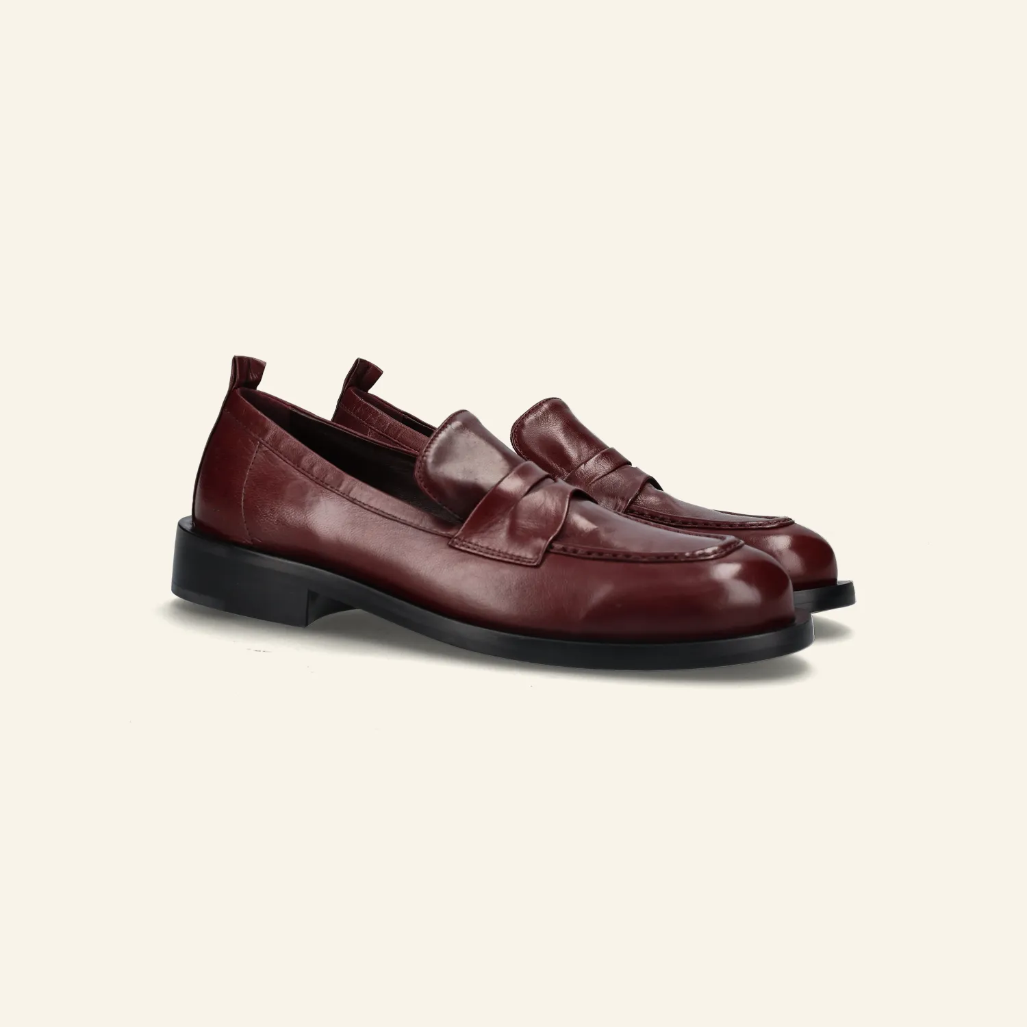 Bordeaux and Cuoio Leather Gloves - MEGAN 2205