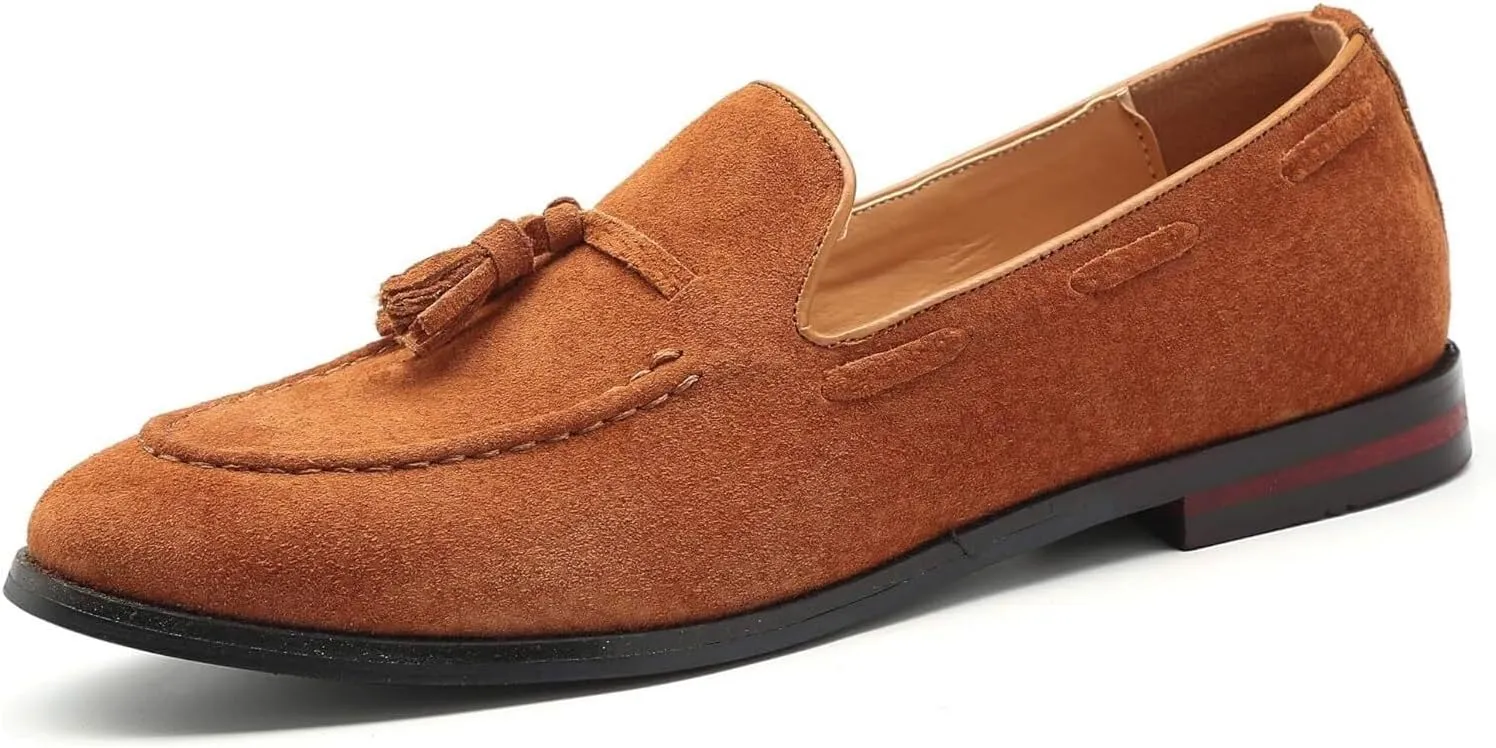 Mens Fashion Shoes Casual Dress Tassel Slip On Flats Suede Loafers for Driving Dating Prom