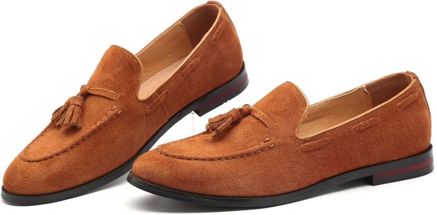 Mens Fashion Shoes Casual Dress Tassel Slip On Flats Suede Loafers for Driving Dating Prom
