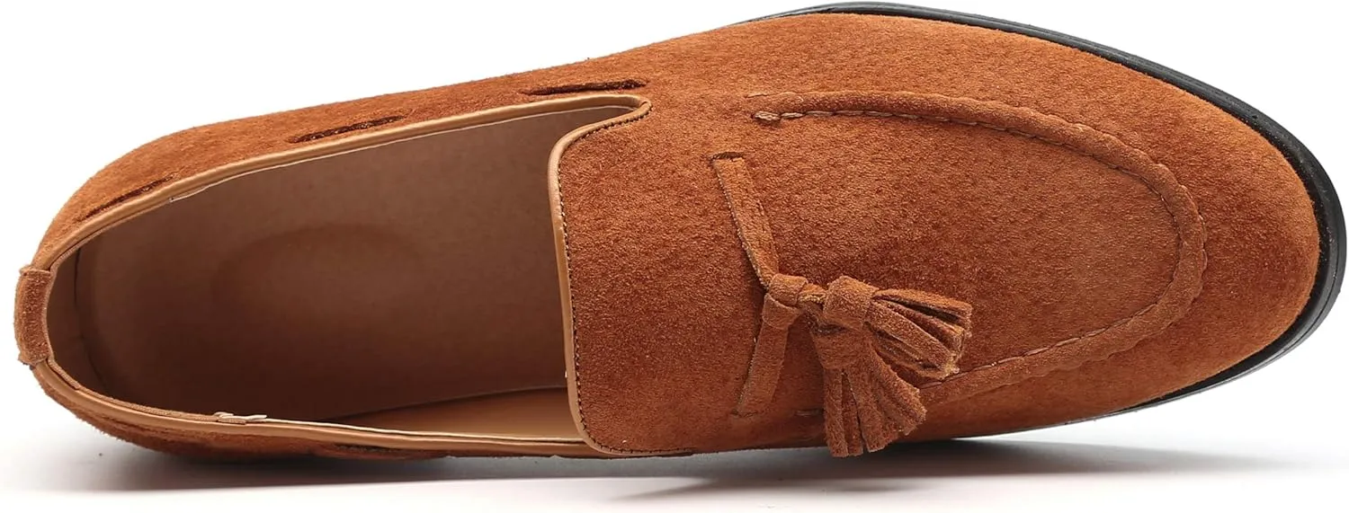 Mens Fashion Shoes Casual Dress Tassel Slip On Flats Suede Loafers for Driving Dating Prom