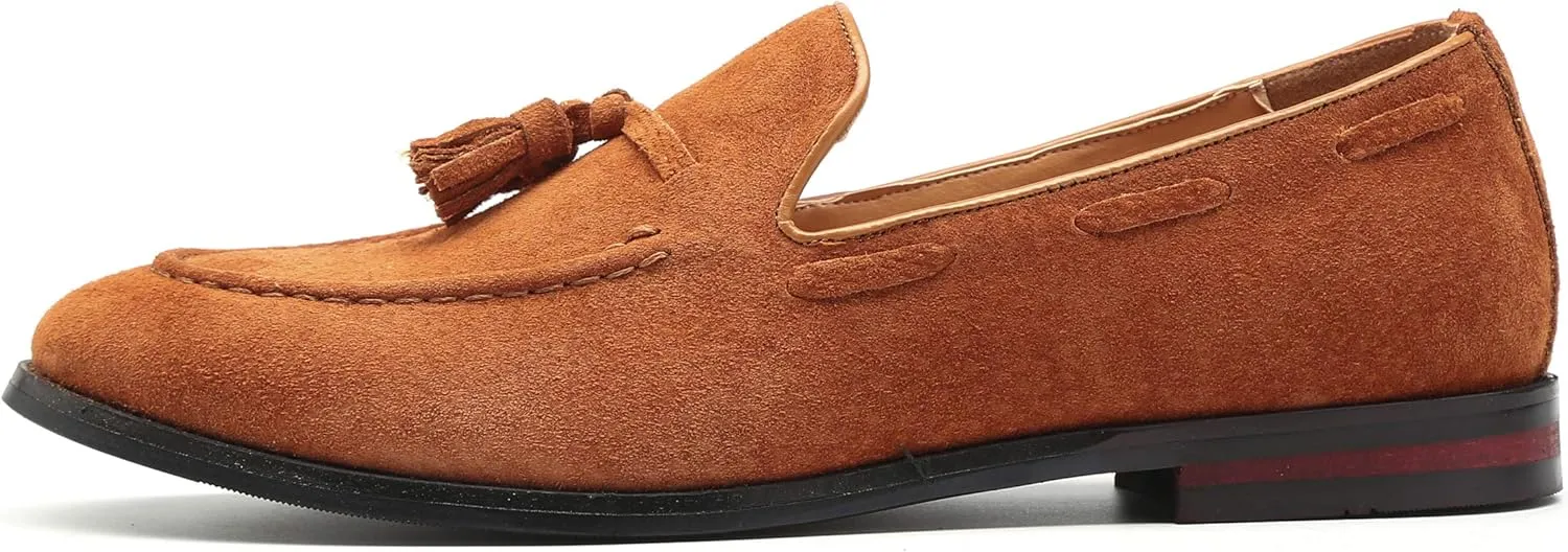 Mens Fashion Shoes Casual Dress Tassel Slip On Flats Suede Loafers for Driving Dating Prom