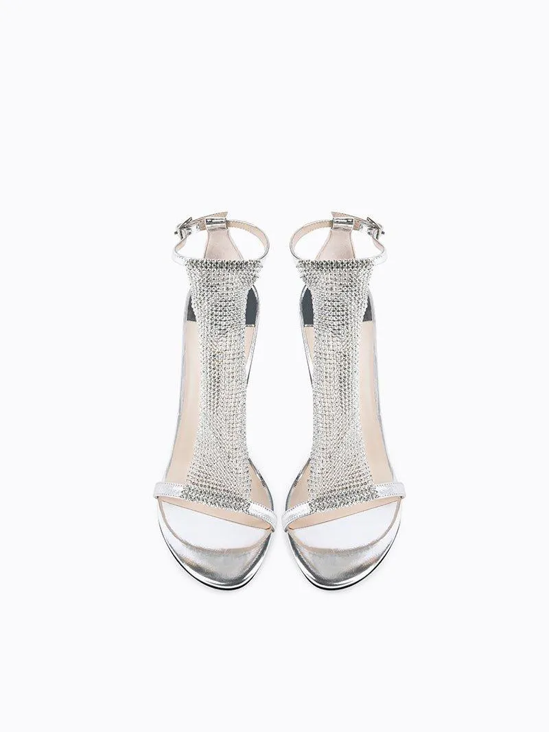 New open-toe stiletto rhinestone chain main high heel sandals  -  Ciall