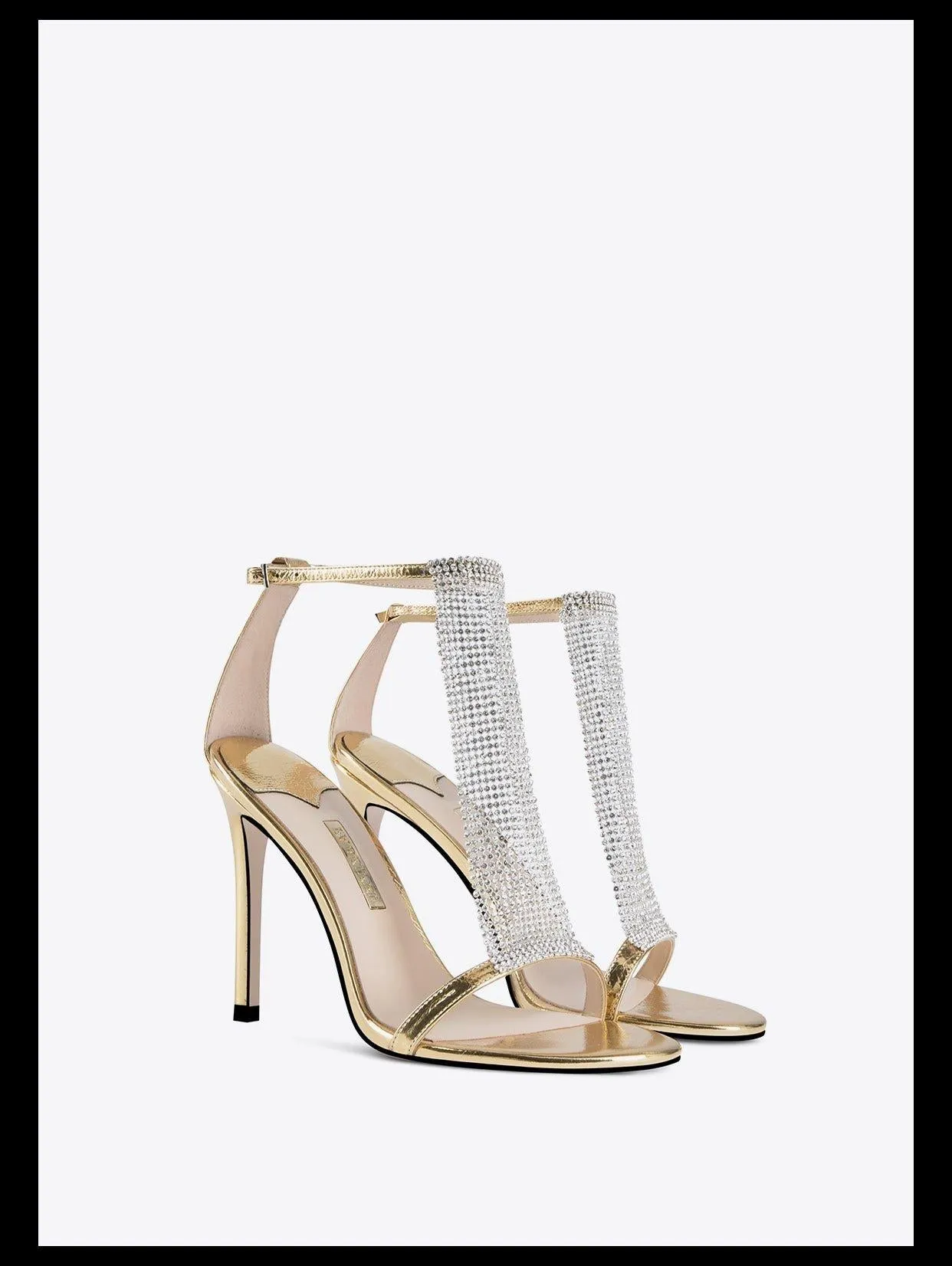 New open-toe stiletto rhinestone chain main high heel sandals  -  Ciall
