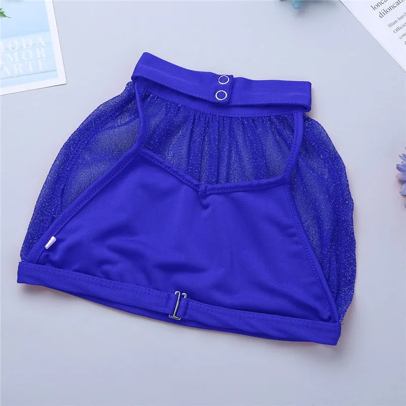 Obsessions #L100 Girls Lyrical High Neck Crop Top and Half Skirt-Two Piece Set
