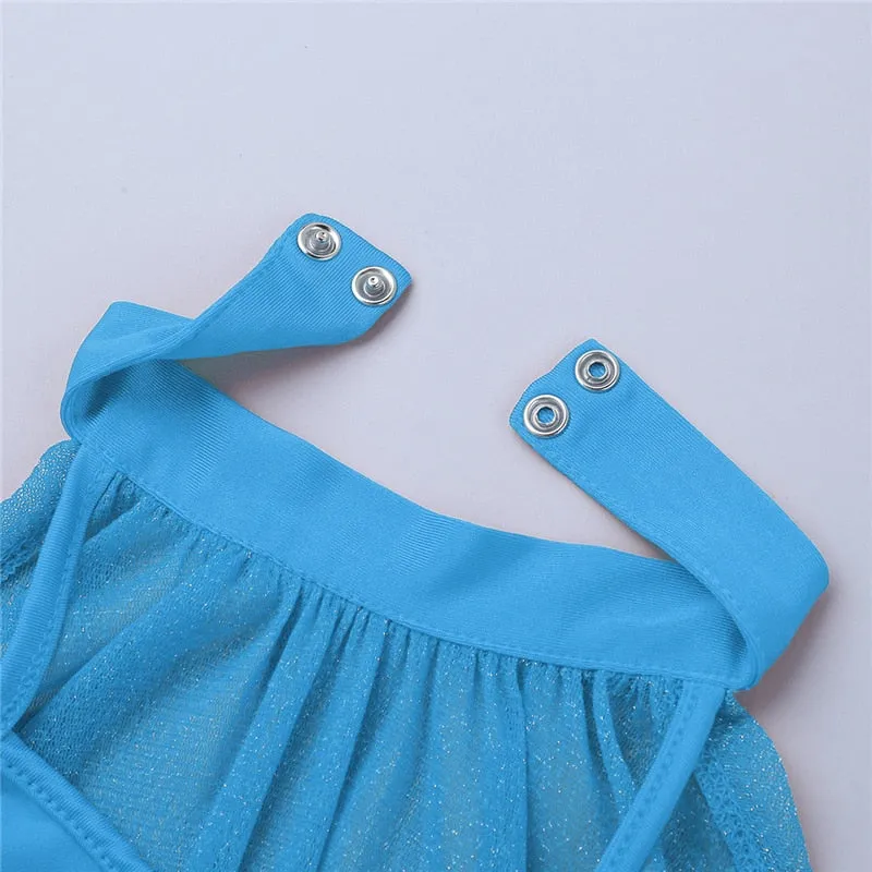 Obsessions #L100 Girls Lyrical High Neck Crop Top and Half Skirt-Two Piece Set