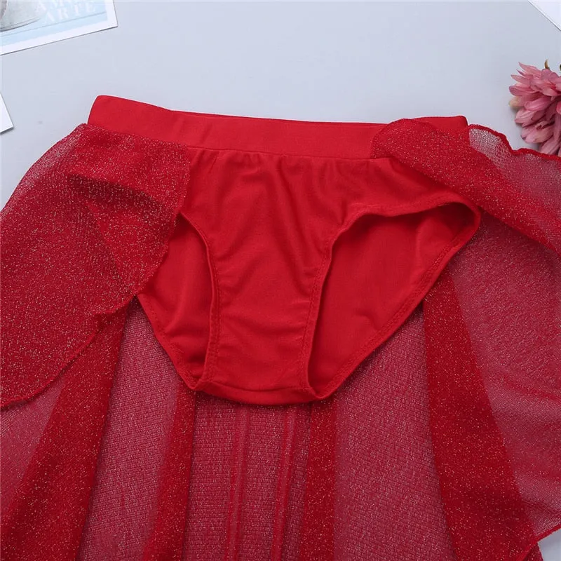 Obsessions #L100 Girls Lyrical High Neck Crop Top and Half Skirt-Two Piece Set