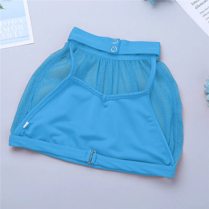 Obsessions #L100 Girls Lyrical High Neck Crop Top and Half Skirt-Two Piece Set