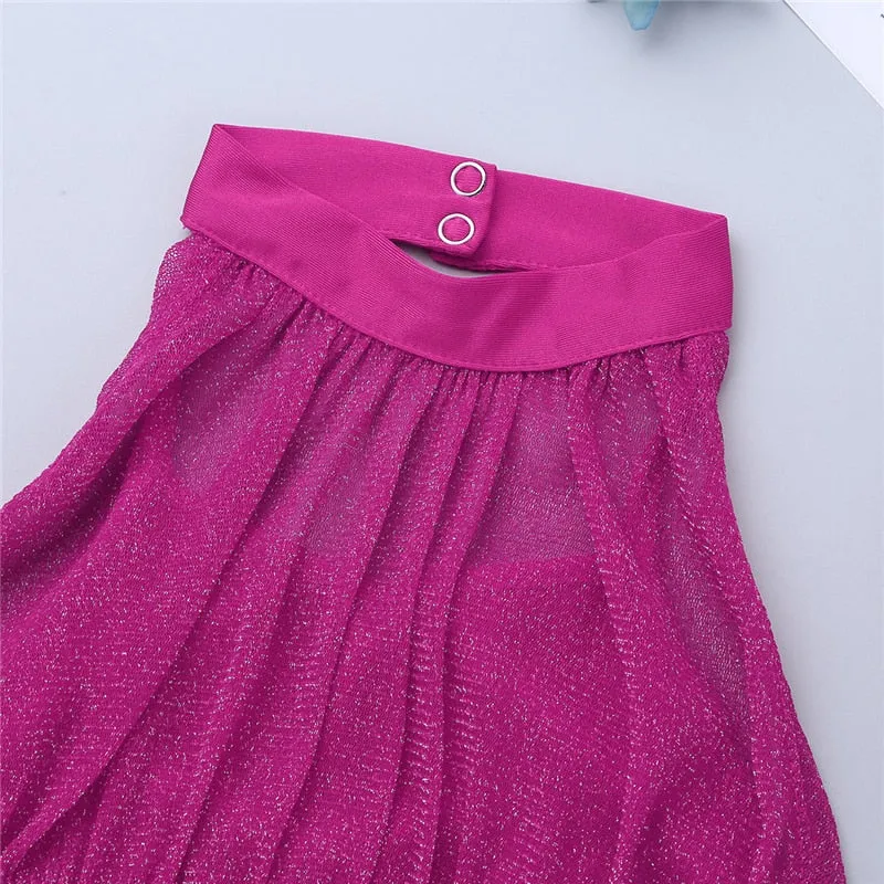 Obsessions #L100 Girls Lyrical High Neck Crop Top and Half Skirt-Two Piece Set