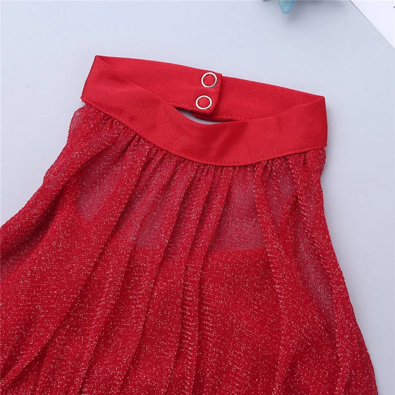 Obsessions #L100 Girls Lyrical High Neck Crop Top and Half Skirt-Two Piece Set