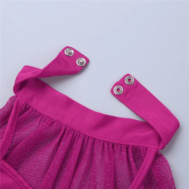 Obsessions #L100 Girls Lyrical High Neck Crop Top and Half Skirt-Two Piece Set