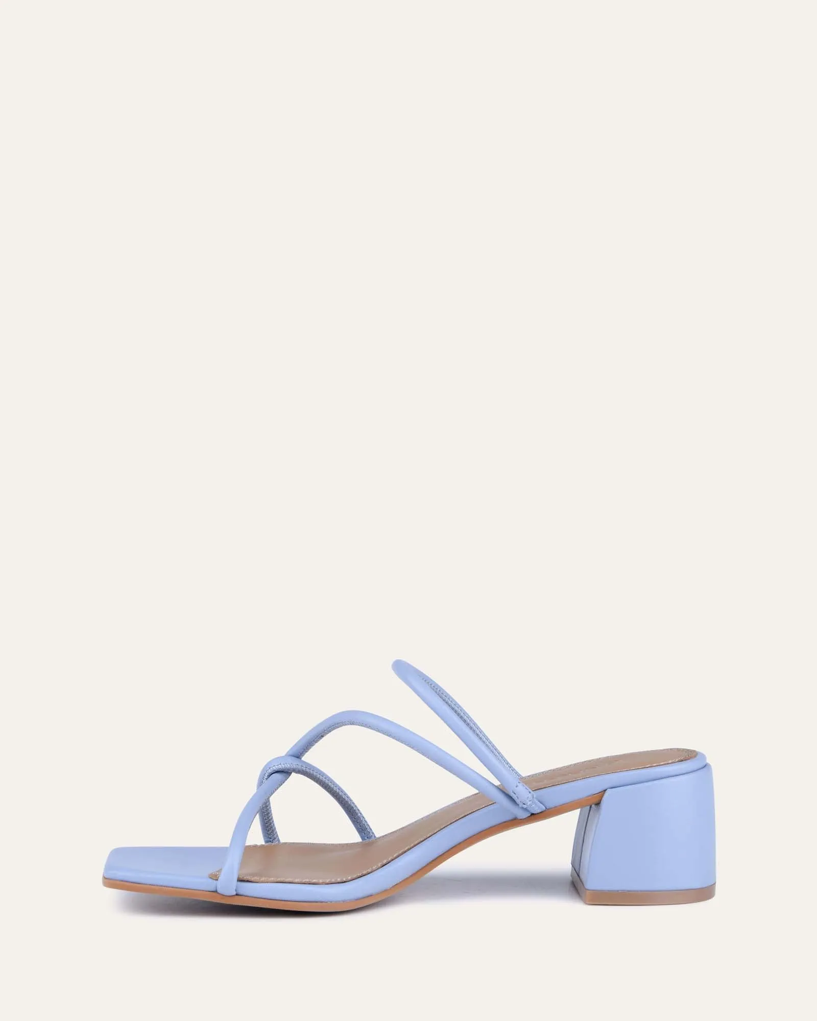ORA MID HEEL SANDALS ICE BLUE LEATHER