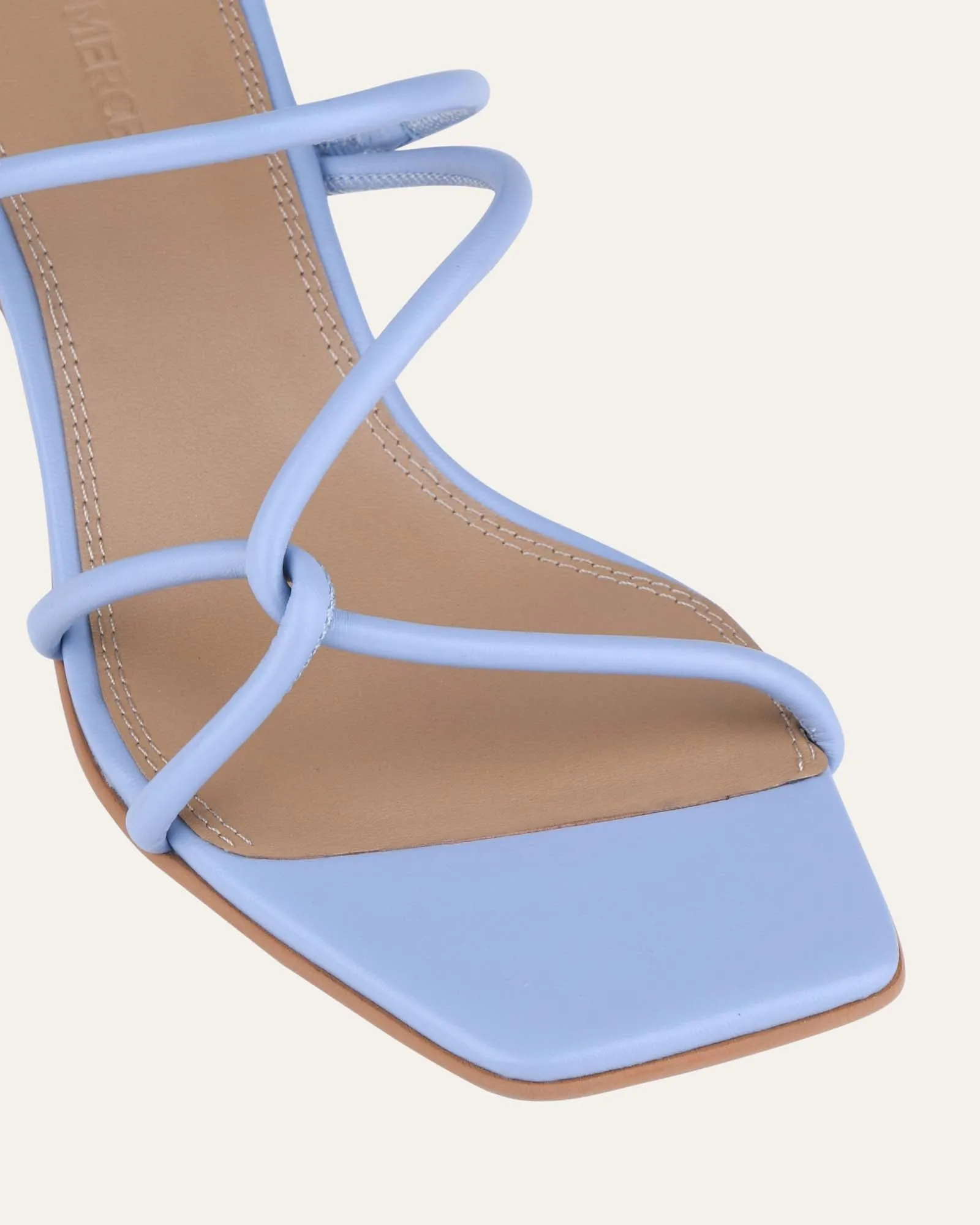 ORA MID HEEL SANDALS ICE BLUE LEATHER