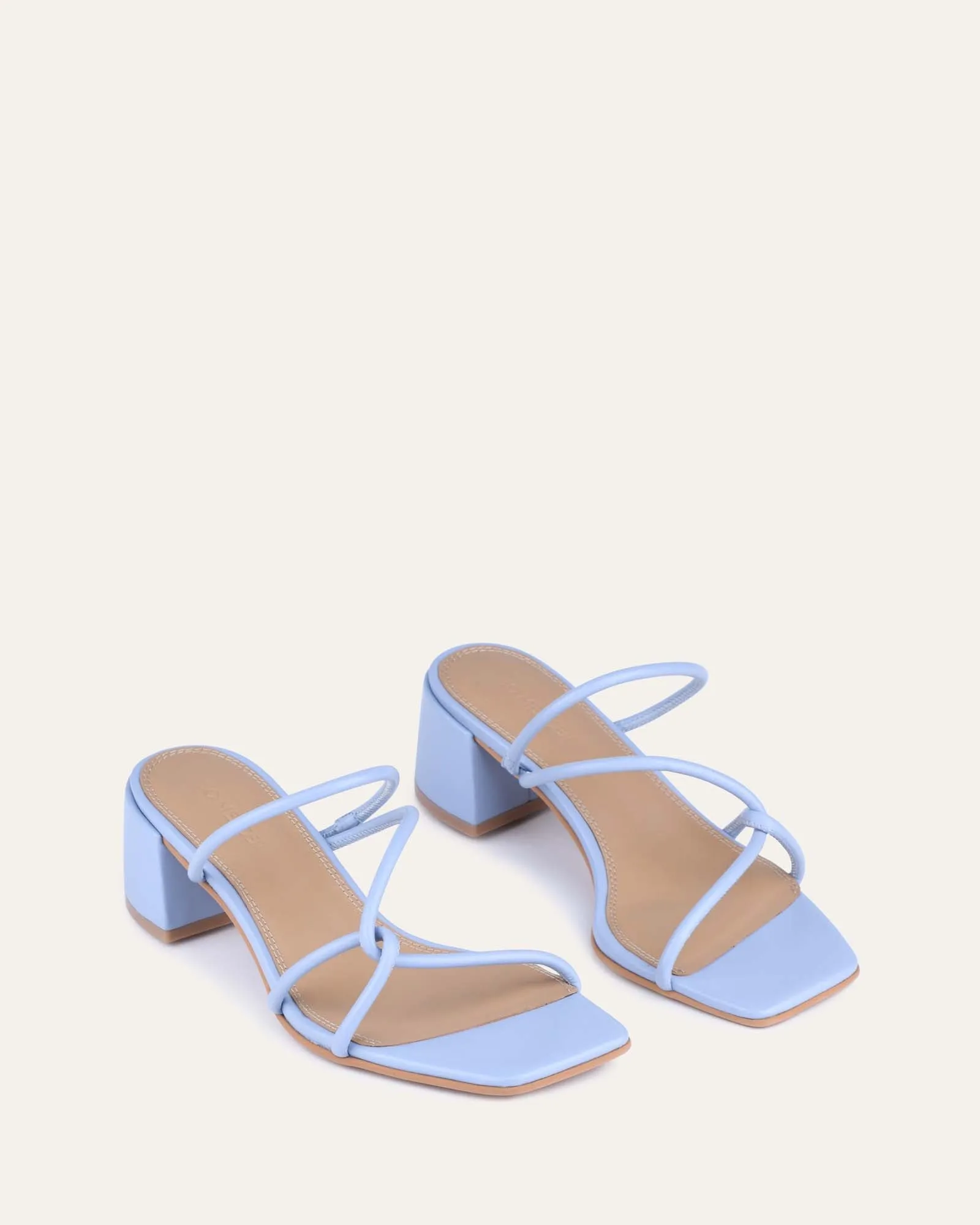 ORA MID HEEL SANDALS ICE BLUE LEATHER