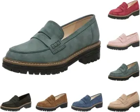 Orthoture-Orthopedic Platform Loafers Womens Round Toe Slip on Loafers Comfort Walking Shoes Lightweight Chunky Heel Loafers
