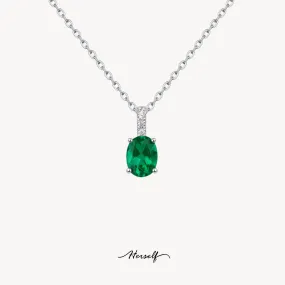 Oval Emerald Pendant Necklace