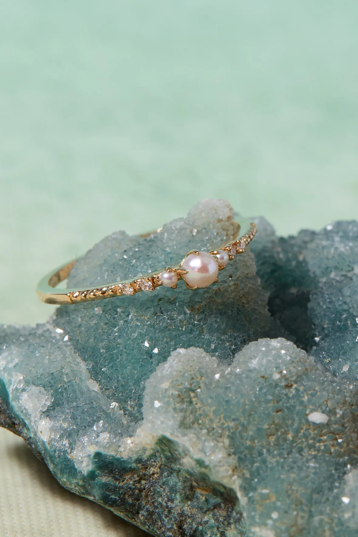 Pearl & Diamond 14K Yellow Gold Ring - Ballerina