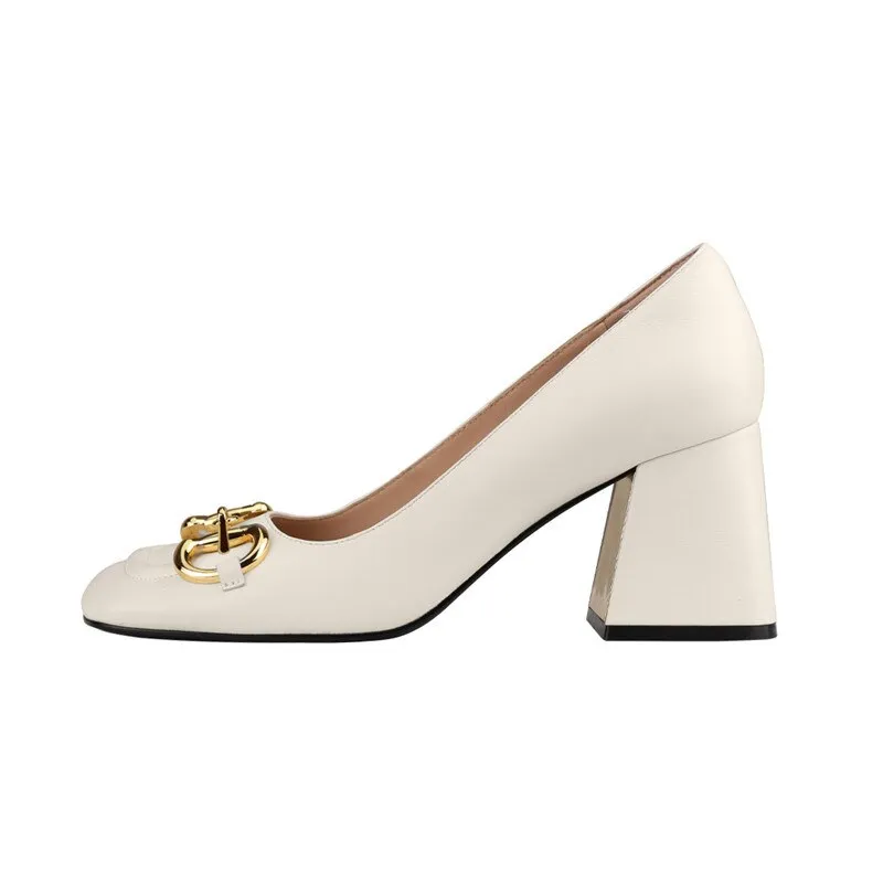 Purpdrank - Retro Thick Heel Nude Black Sandals Women Shoes Sexy Ankle Strap Metal Mary Janes Casual Slingback Pumps Dress Shoes For Woman