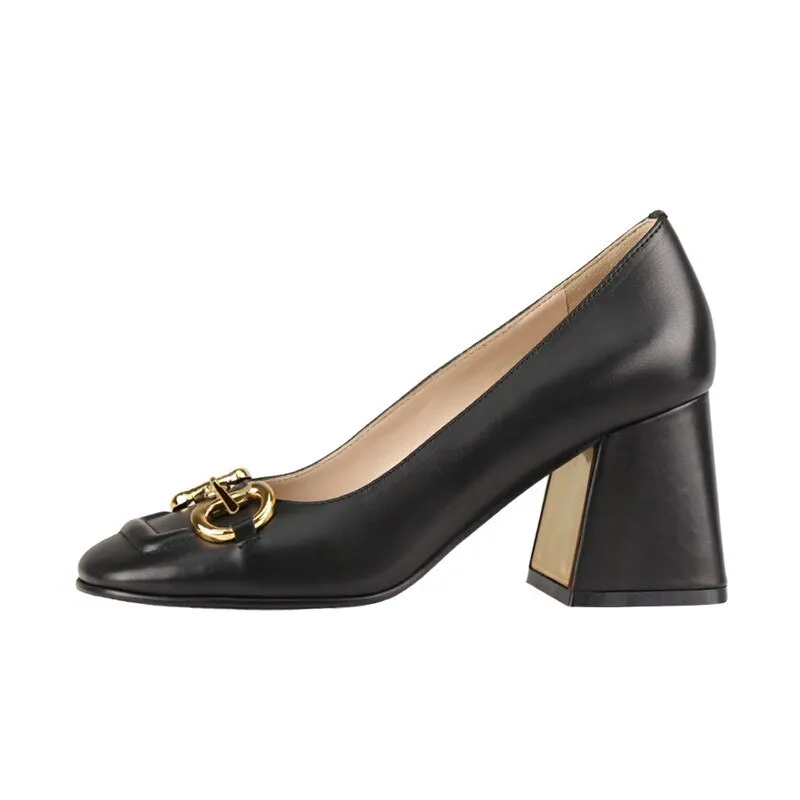 Purpdrank - Retro Thick Heel Nude Black Sandals Women Shoes Sexy Ankle Strap Metal Mary Janes Casual Slingback Pumps Dress Shoes For Woman