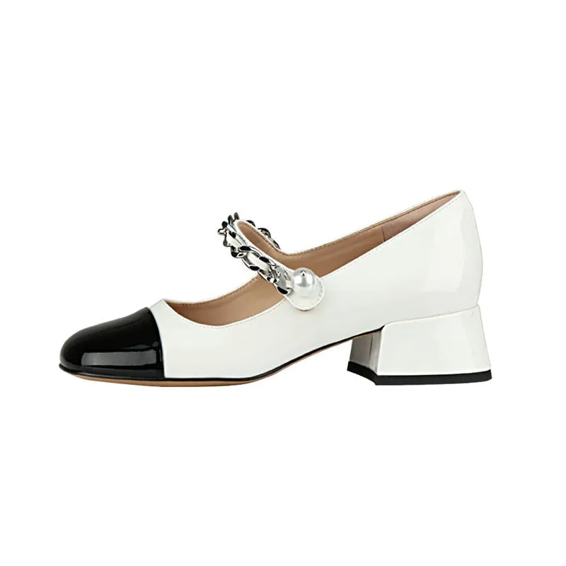 Purpdrank - Retro Thick Heel Nude Black Sandals Women Shoes Sexy Ankle Strap Metal Mary Janes Casual Slingback Pumps Dress Shoes For Woman