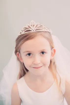 Rhinestone Cross Tiara with Veil
