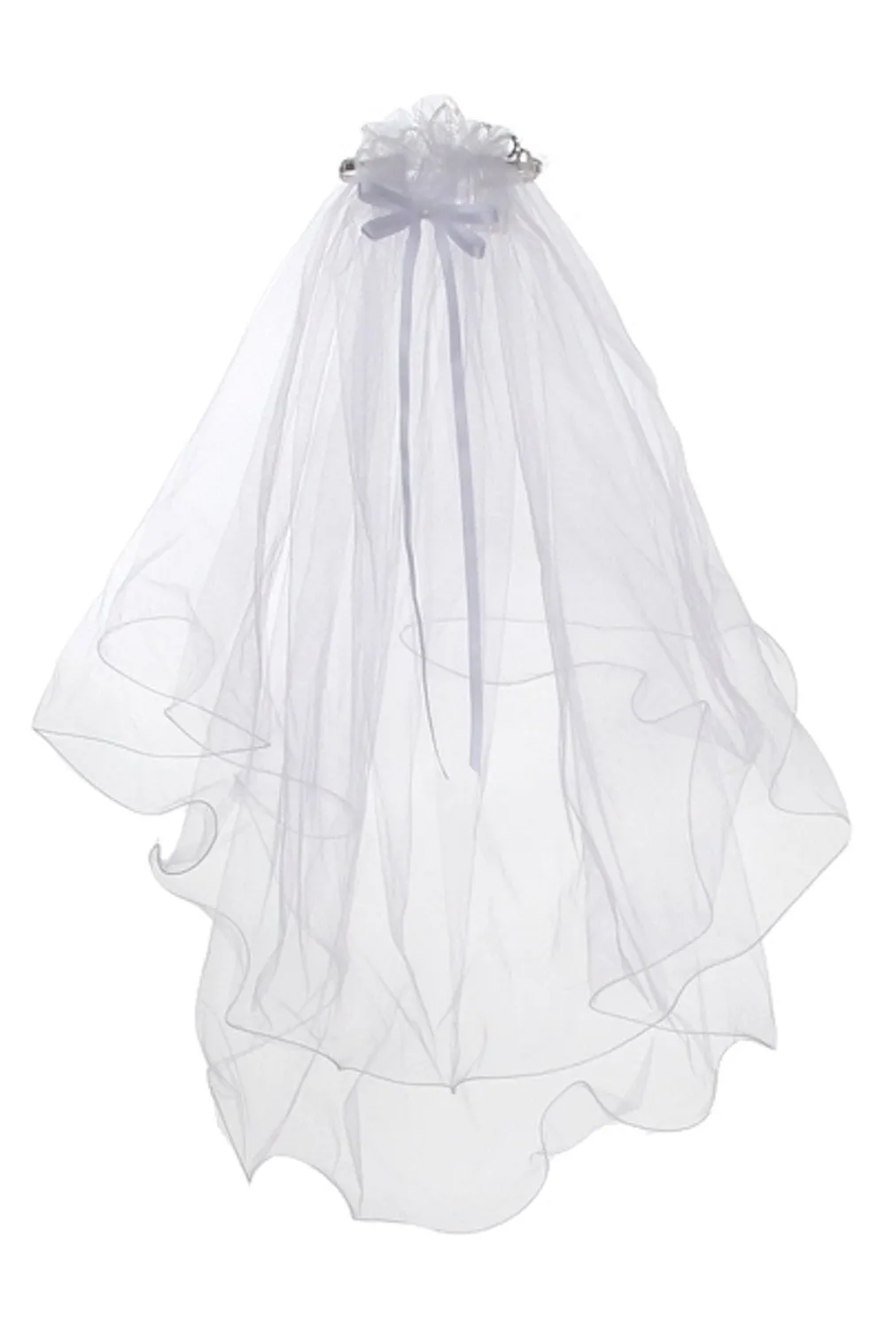 Rhinestone Cross Tiara with Veil