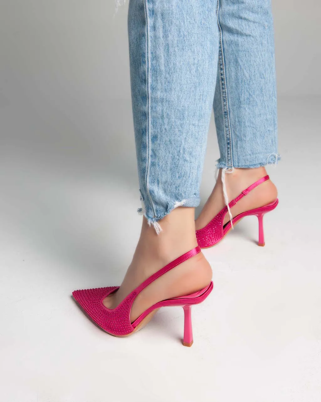 Strass Sling Back Pumps - Heels - Pink