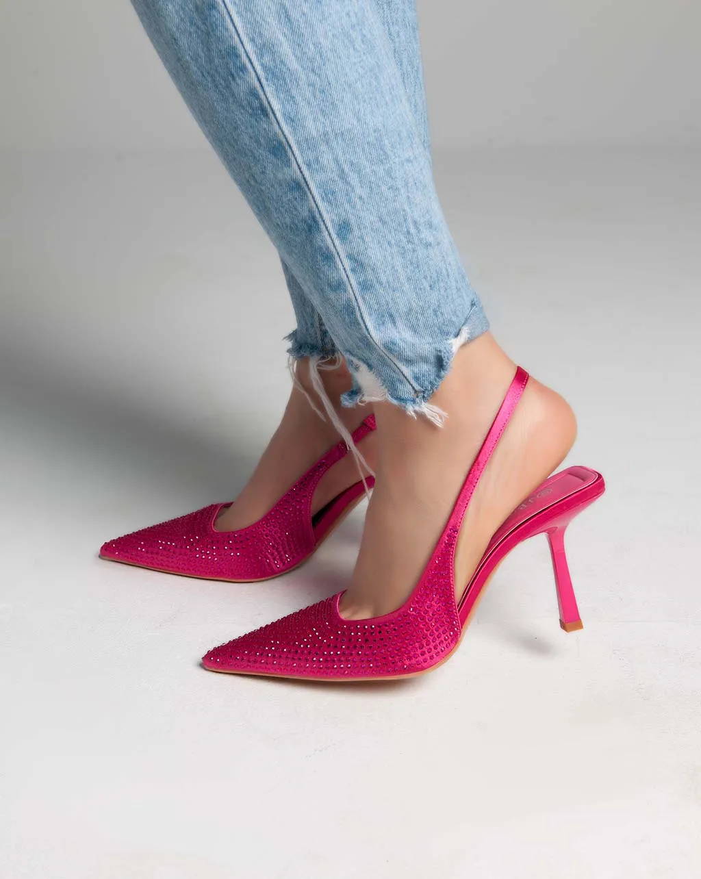 Strass Sling Back Pumps - Heels - Pink
