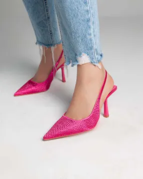 Strass Sling Back Pumps - Heels - Pink