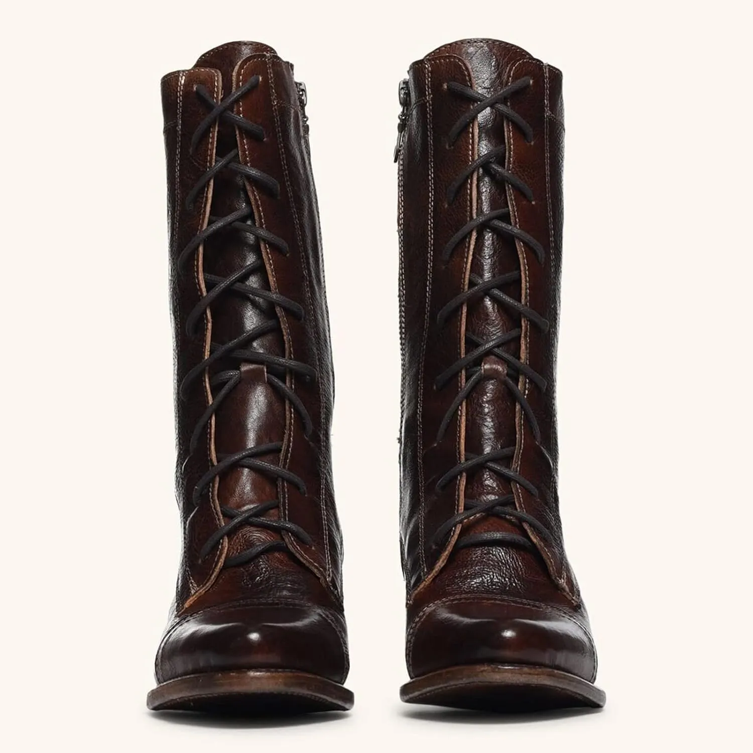 Tall Heeled Boots For Women Zip Mid Calf Boots Waterproof Combat Boots Vintage Ankle Cowboy Boots Western Boots