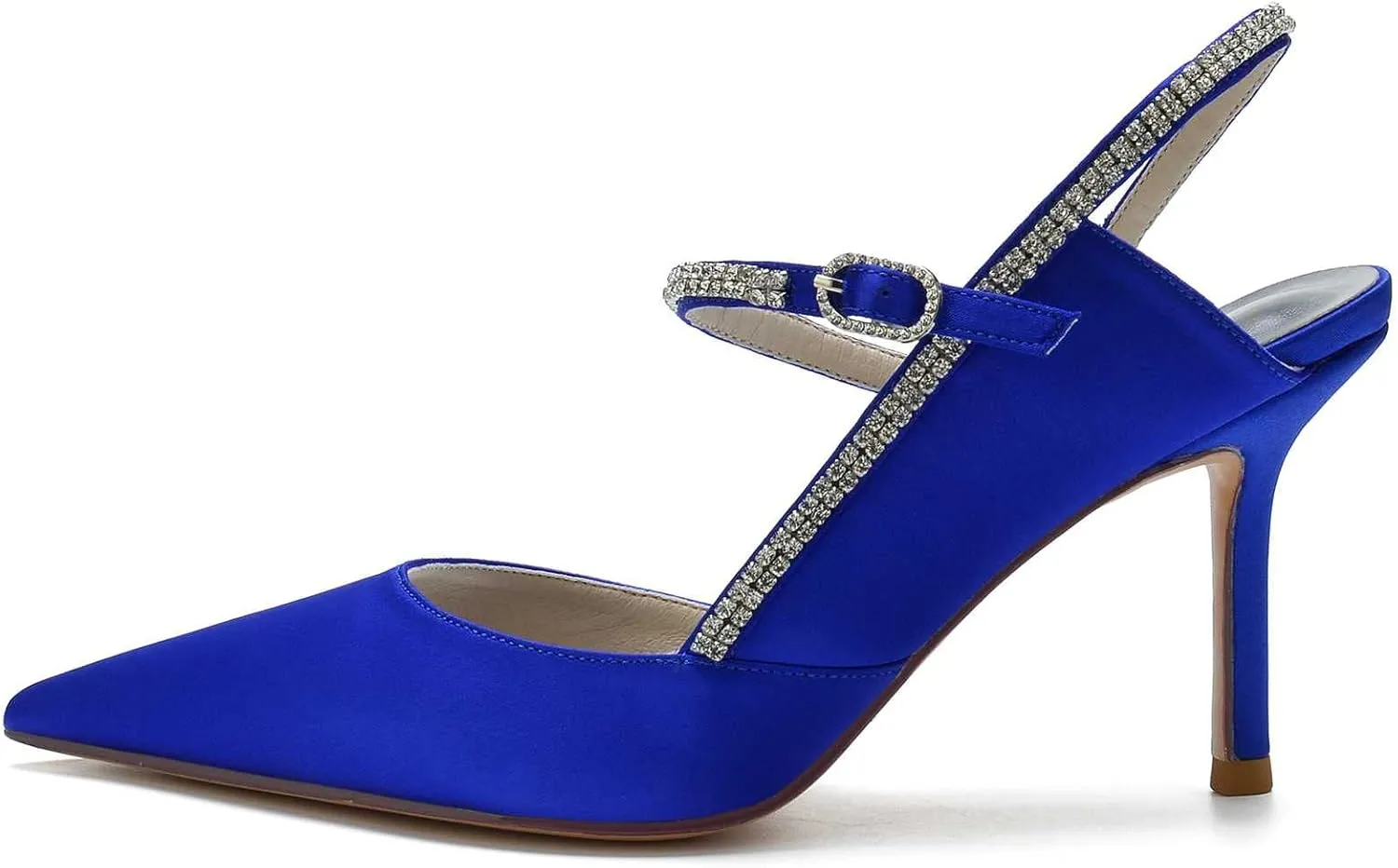 TarfiC Women's Low Heel Mary Jane Sandals with Rhinestones - Pointed Toe, Stylish Bridal & Summer Wedding Shoes, Elegant Stiletto Accent