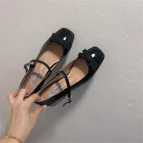 TAVIMART  -  African Woman Shoe Beige High Heels Mary Jane Burgundy 12cm Lolita Spring Black Leather Latest Retro Autumn Janes Retro Wom