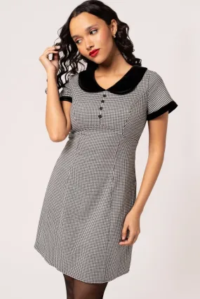 Teddy Houndstooth Print Mini Dress by Hell Bunny
