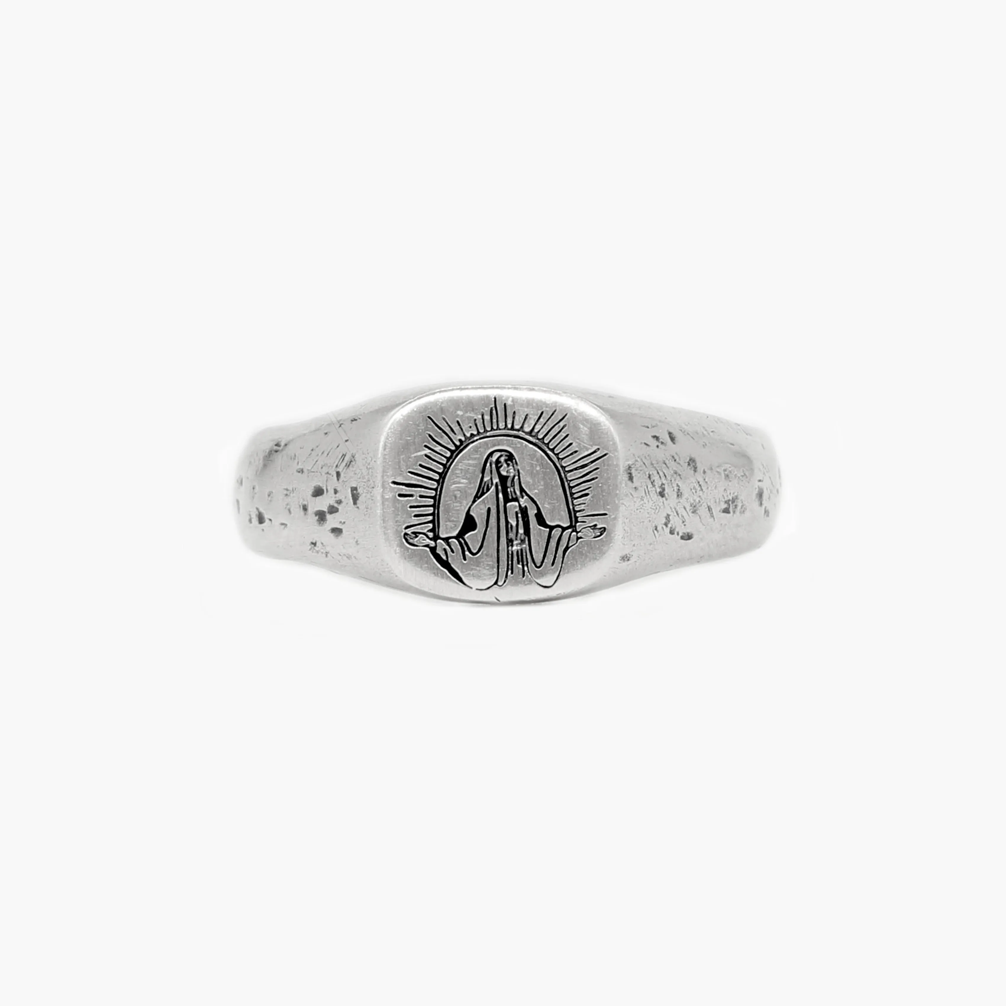 Virgin Mary Sterling Silver Signet Ring
