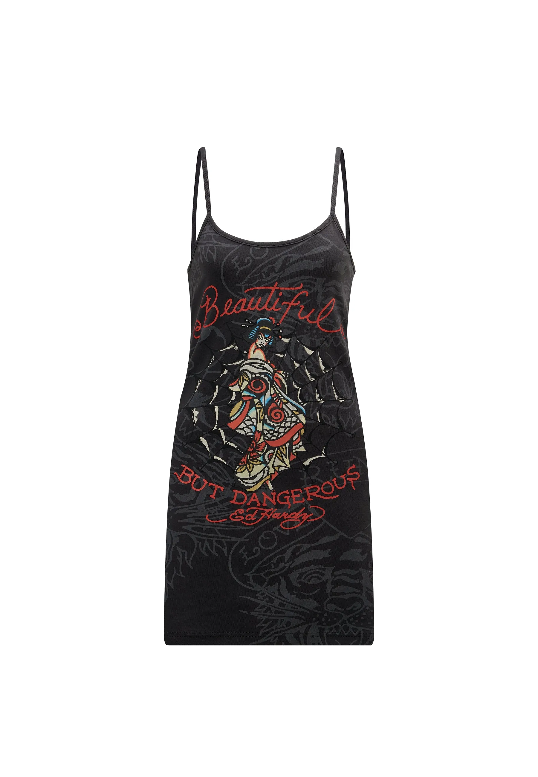 Womens Beautiful-But-Dangerous Strappy Mini Dress - Charcoal