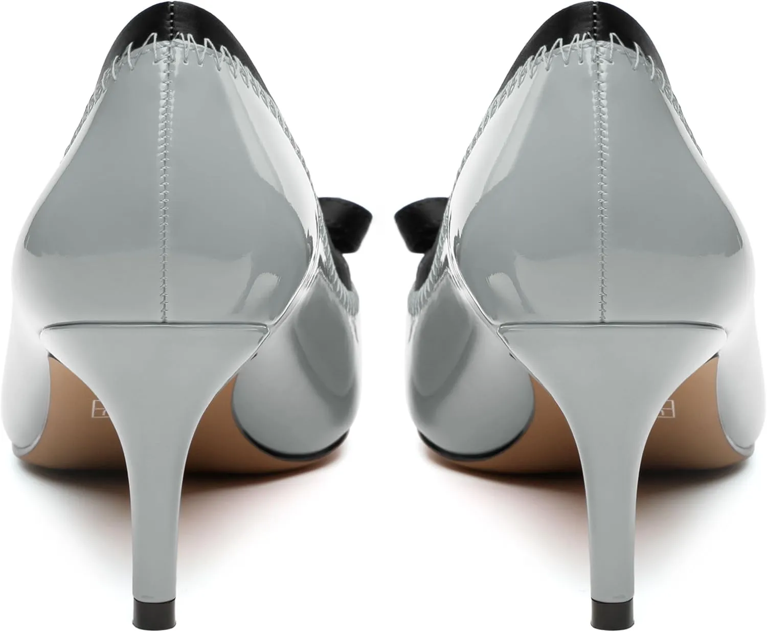 Womens Bow Mid Stiletto Pumps Sexy Patent Pointed Toe Evening Wedding Stiletto Mid Heel Pumps Dress Shoes 2.5 Inch