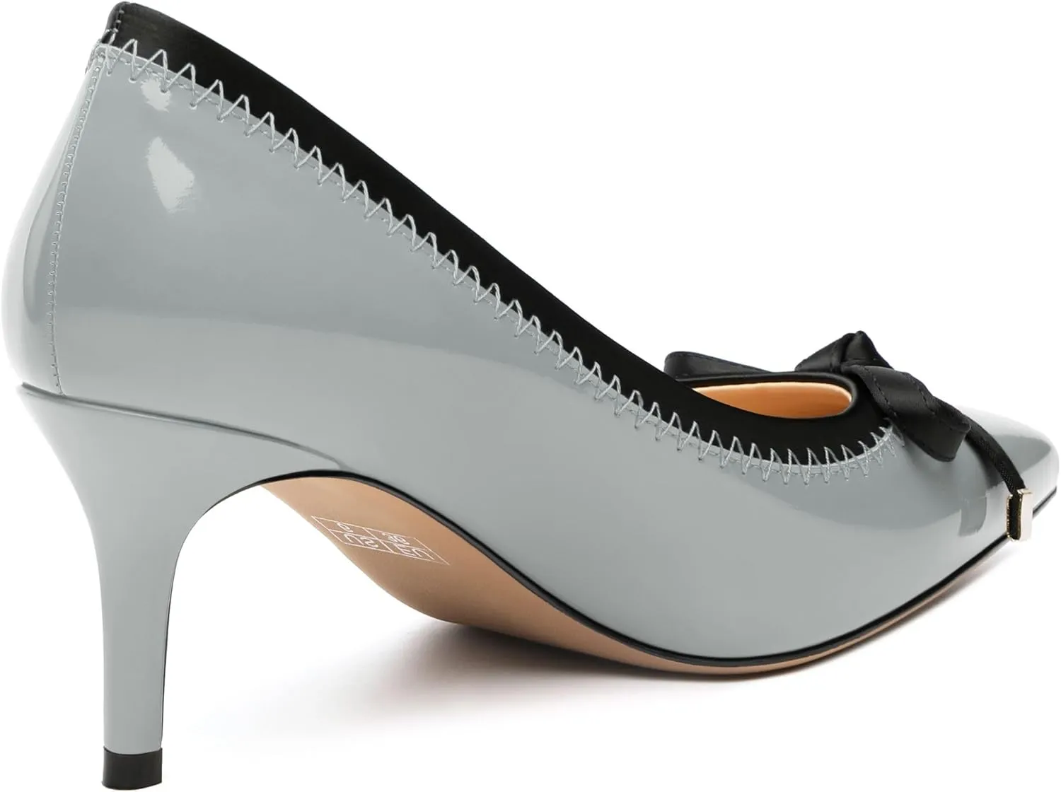 Womens Bow Mid Stiletto Pumps Sexy Patent Pointed Toe Evening Wedding Stiletto Mid Heel Pumps Dress Shoes 2.5 Inch