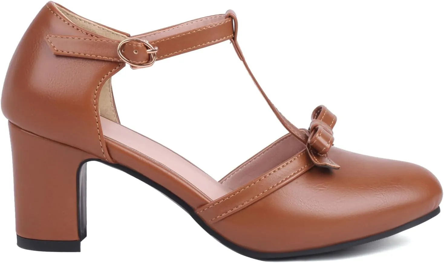 Women's Sweet Bow D'Orsay Pointed Closed Toe Pumps Buckle T-Strap Loafers Comfortable Chunky Mid Heels Office Concise Cosplay Work Casual Mary Jane Daily Wear Fashion Business Dress Shoes