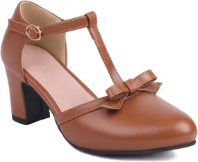 Women's Sweet Bow D'Orsay Pointed Closed Toe Pumps Buckle T-Strap Loafers Comfortable Chunky Mid Heels Office Concise Cosplay Work Casual Mary Jane Daily Wear Fashion Business Dress Shoes
